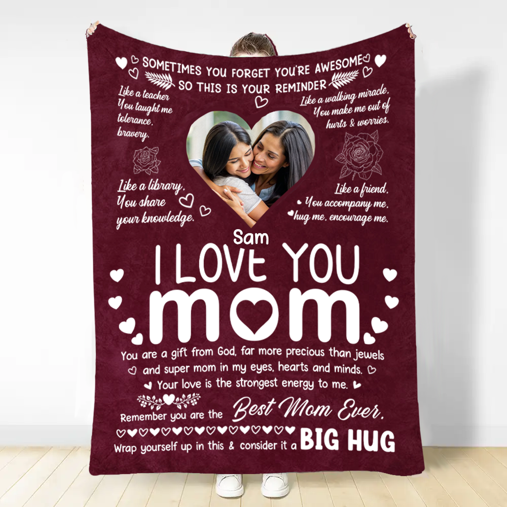 Custom Photo Remember You Are The Best Mom Ever - Personalized Fleece Blanket, Sherpa Blanket