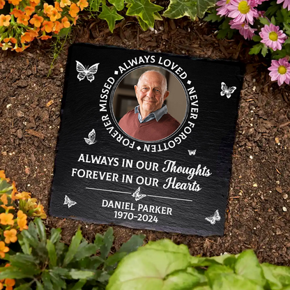 Custom Photo Memorial Always Loved Never Forgotten - Personalized Rectangle Memorial Garden Stone