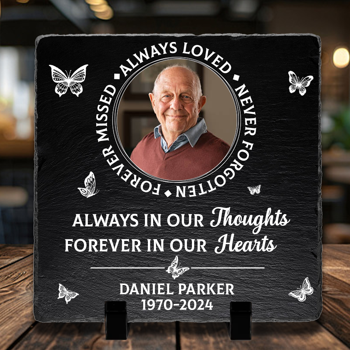 Custom Photo Memorial Always Loved Never Forgotten - Personalized Rectangle Memorial Garden Stone