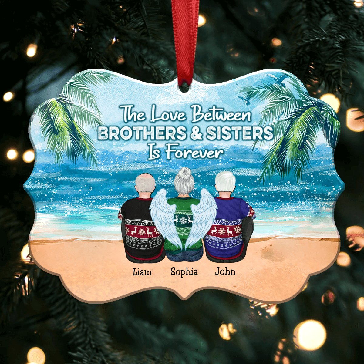 The Love Between Brothers & Sisters Is Forever - Personalized Christmas Ornament (B1) - Makezbright Gifts