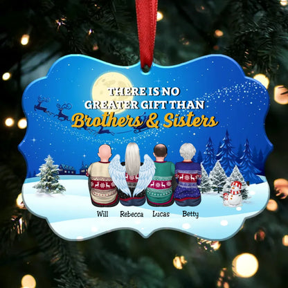 There Is No Greater Gift Than Brothers & Sisters - Personalized Christmas Ornament (Moon) - Makezbright Gifts