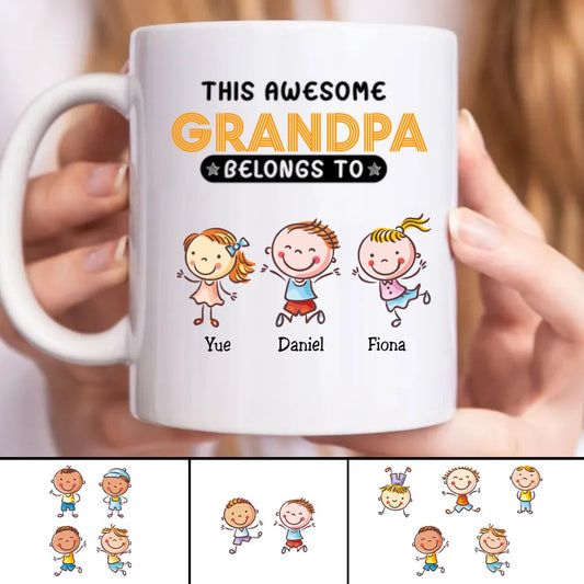 This Grandpa Belongs To - Personalized Mug (LH) - Makezbright Gifts