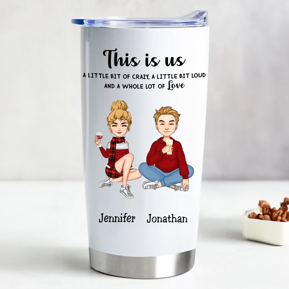 "This is Us" 20oz Personalized Stainless Steel Tumbler with Leak - Proof Lid - Keeps Drinks Hot or Cold for Hours - Makezbright Gifts