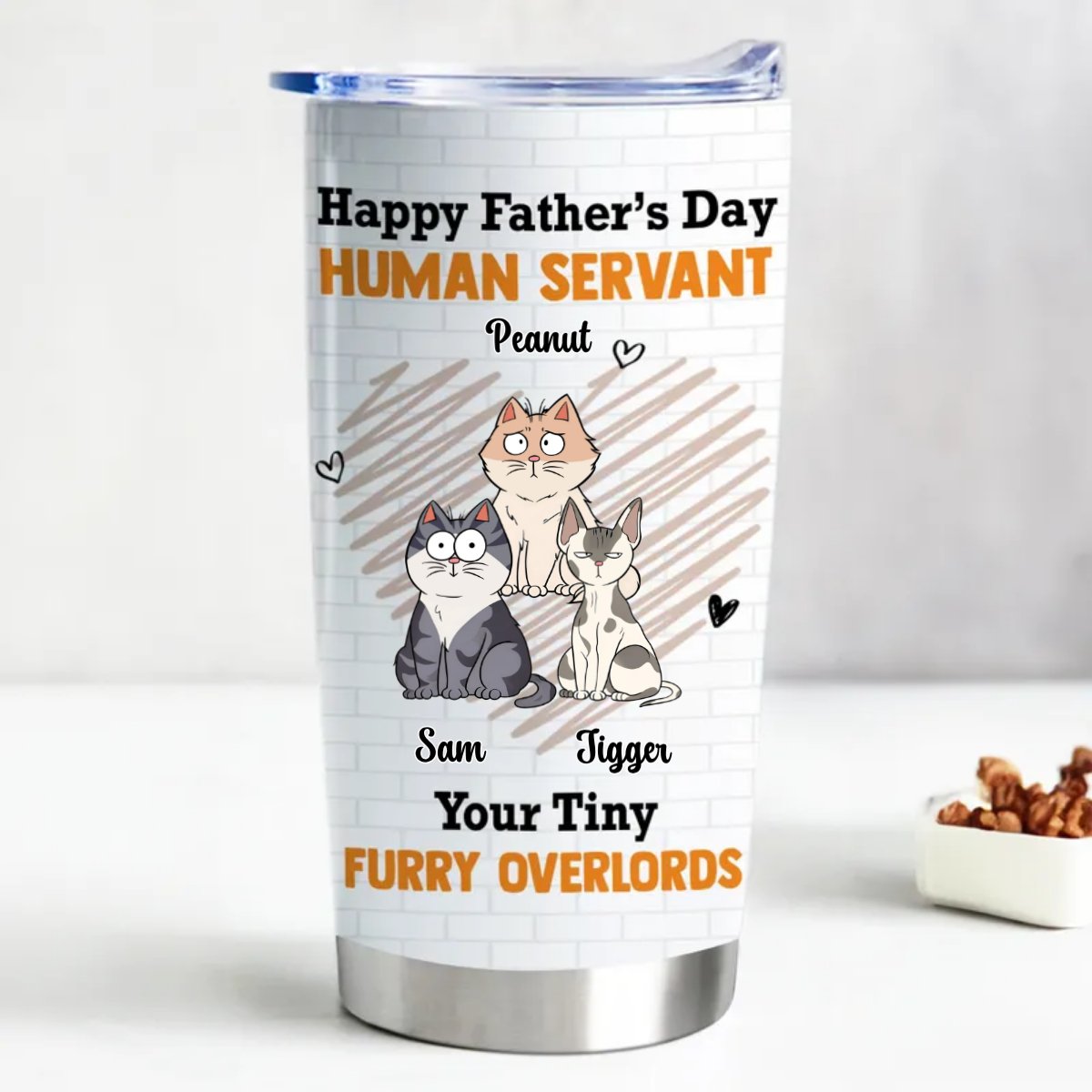 Tiny Cat Overlords Personalized Tumbler - 20oz Stainless Steel Insulated Cup - Makezbright Gifts