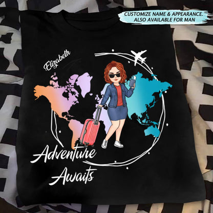 Travel Lovers - Adventure Awaits - Personalized Unisex T - shirt, Hoodie, Sweatshirt - Makezbright Gifts