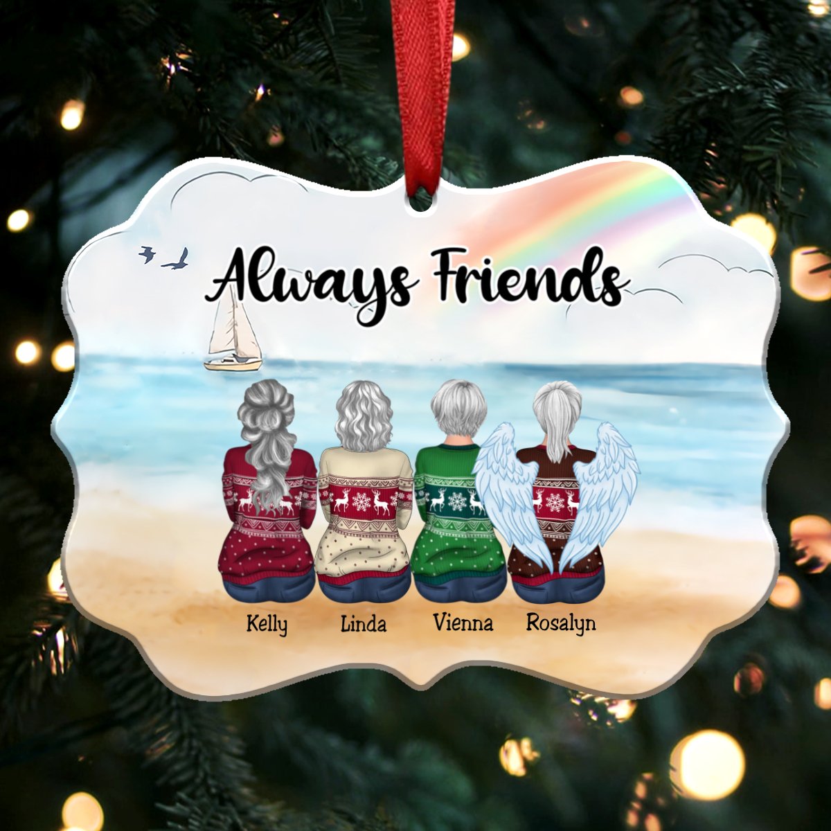 Up To 12 Girls - Always Friends - Personalized Christmas Ornament (ver6) - Makezbright Gifts