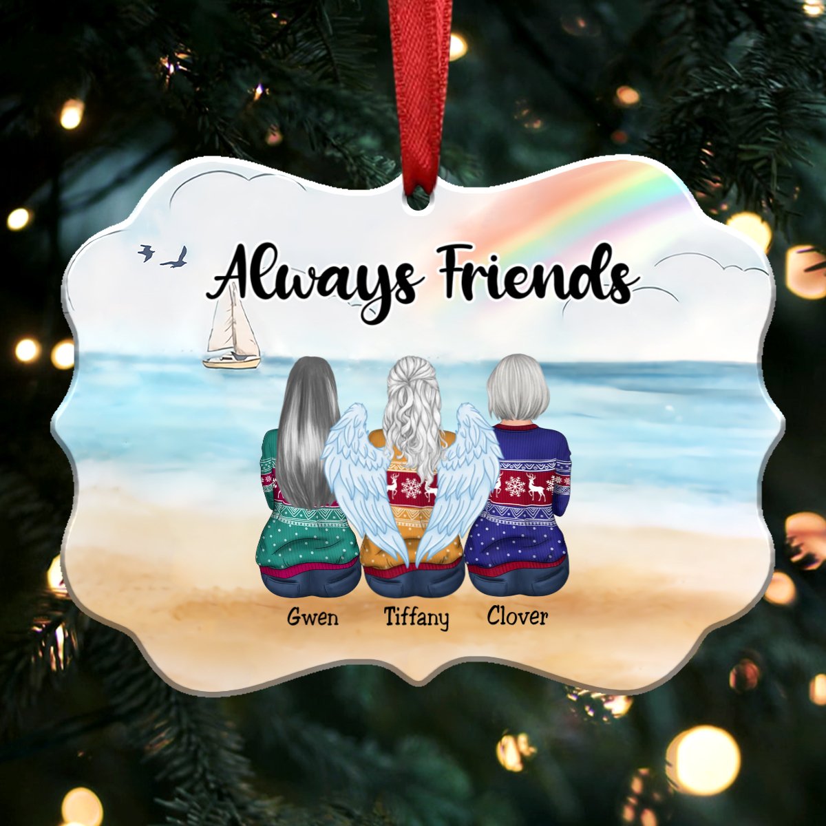 Up To 12 Girls - Always Friends - Personalized Christmas Ornament (ver6) - Makezbright Gifts