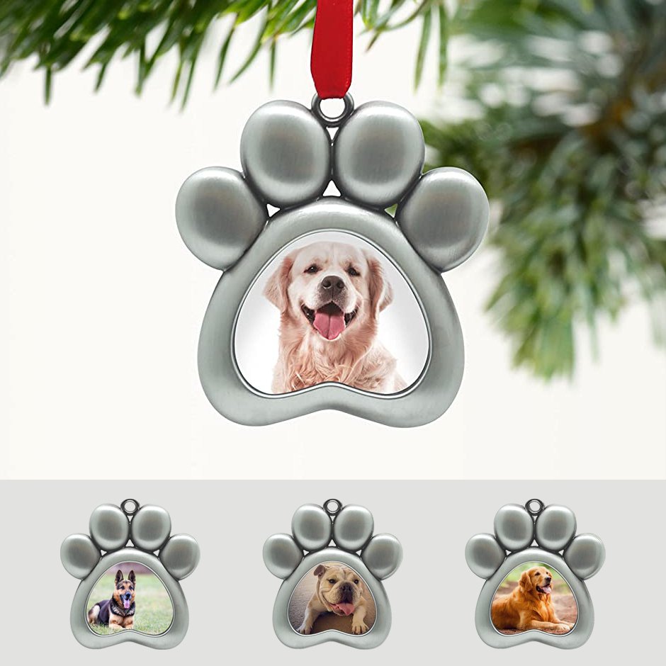 (Ver3) Personalized Dog Paw Ornament Christmas - Personalized Gift for Dog Lovers - Makezbright Gifts