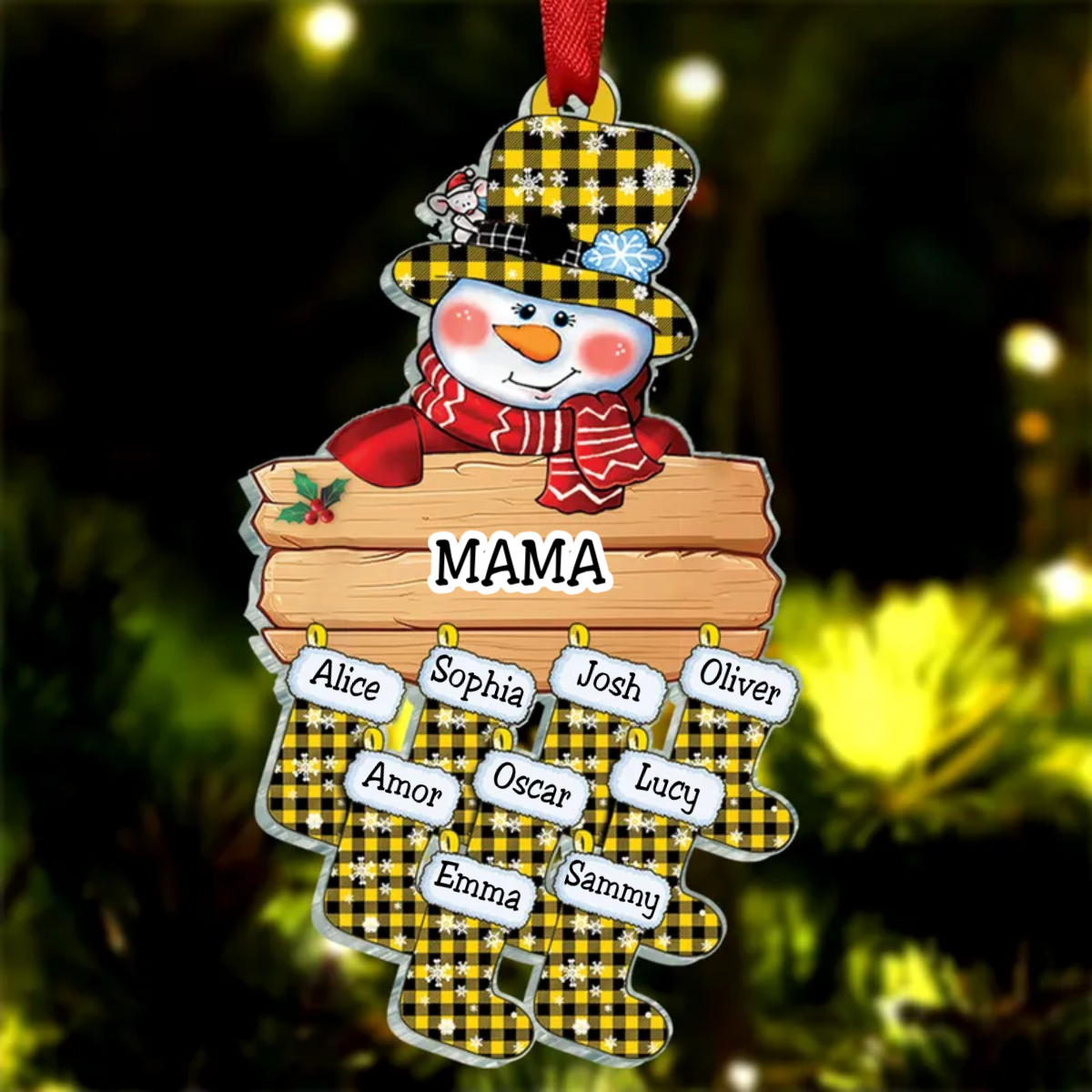 Grandma - Grandma Mom Snowman Christmas Socks Gift - Personalized Acrylic Ornament