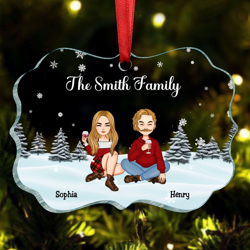 Family - Family Snow Background Ver 3 - Personalized Ornament (VT)