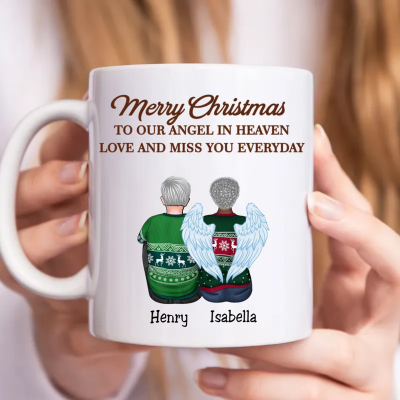 Family - Merry Christmas To Our Angel In Heaven Love And Miss You Everyday - Personalized Mug (VT)