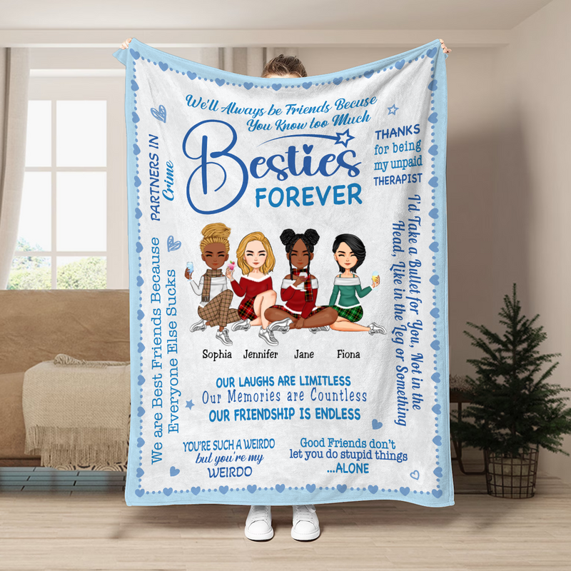Besties - Besties Forever - Personalized Blanket (VT)