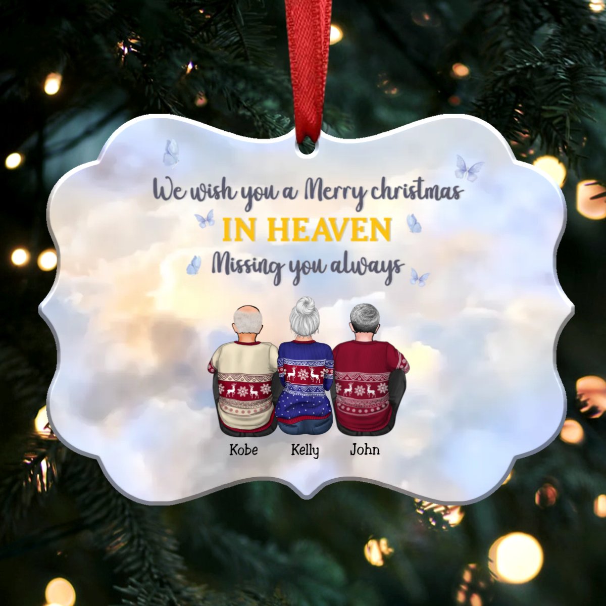 We Wish You A Merry Christmas In Heaven Missing You Always - Personalized Christmas Ornament - Memorial Ornaments (Heaven) - Makezbright Gifts