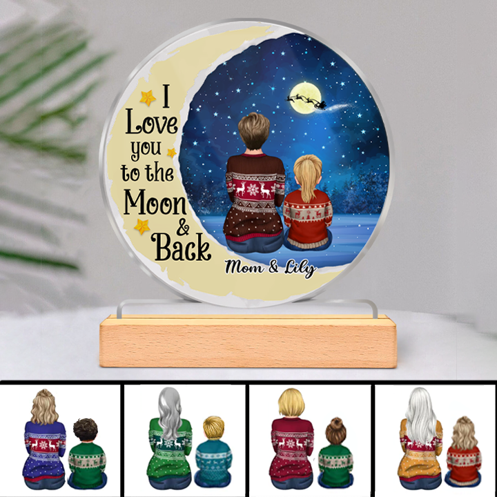 Mother - I love you to the moon and back - Personalized Circle Acrylic Plaque (M12)