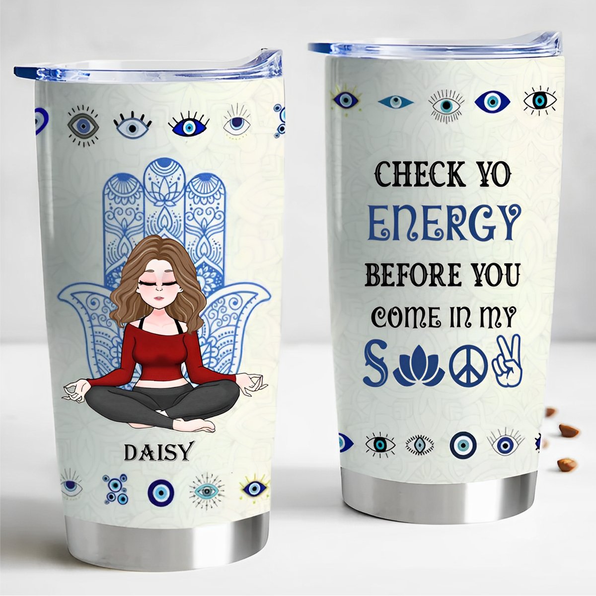 Yoga Lover's Energy Boost Personalized Tumbler - 20oz - Makezbright Gifts