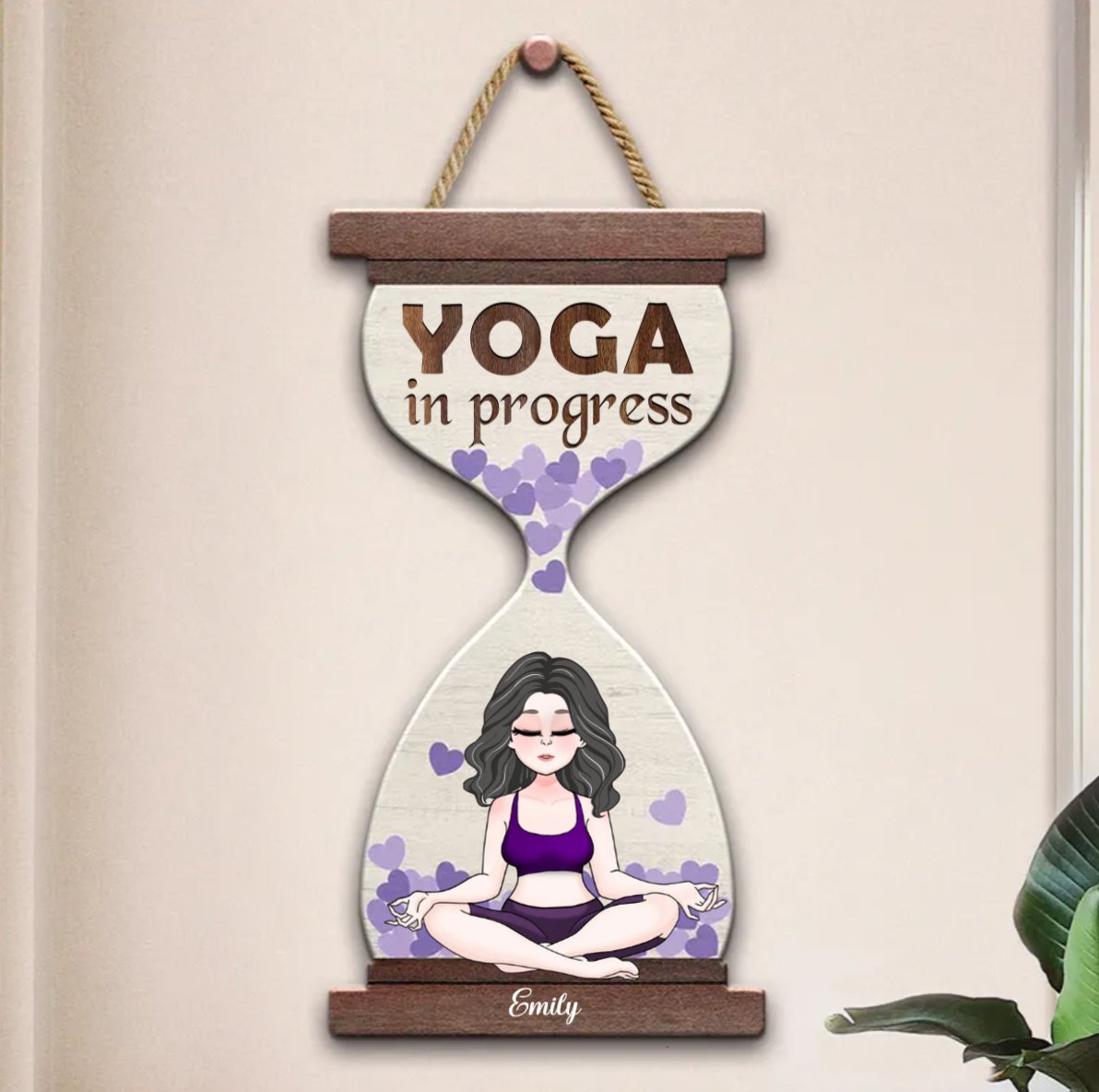 Yoga Lovers - Yoga In Progress Gift For Yoga Lovers - Personalized Wood Sign - Makezbright Gifts