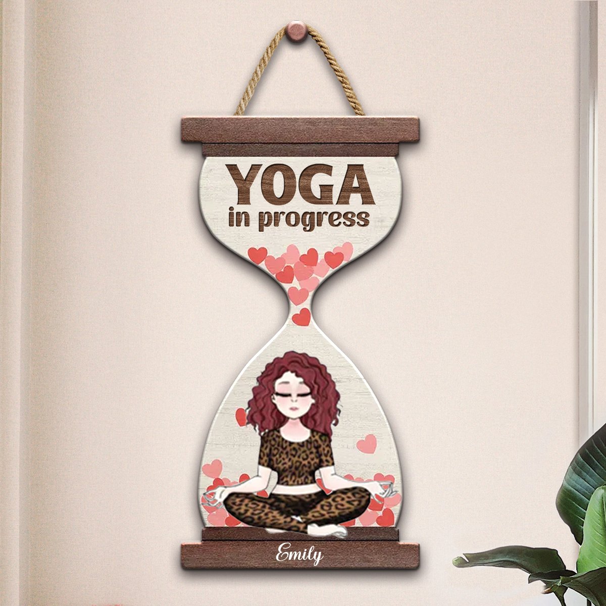 Yoga Lovers - Yoga In Progress Gift For Yoga Lovers - Personalized Wood Sign - Makezbright Gifts