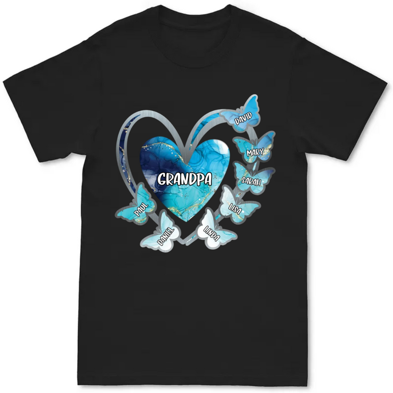 Family - Grandma, Mom Heart Butterfly Kids V2 - Personalized Unisex T-Shirt - Makezbright Gifts