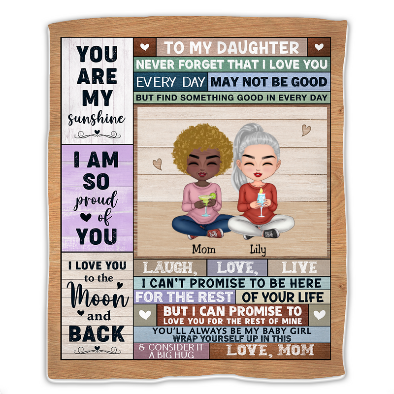 Daughter - I Love You To The Moon And Back - Personalized Blanket (Ver. 2)
