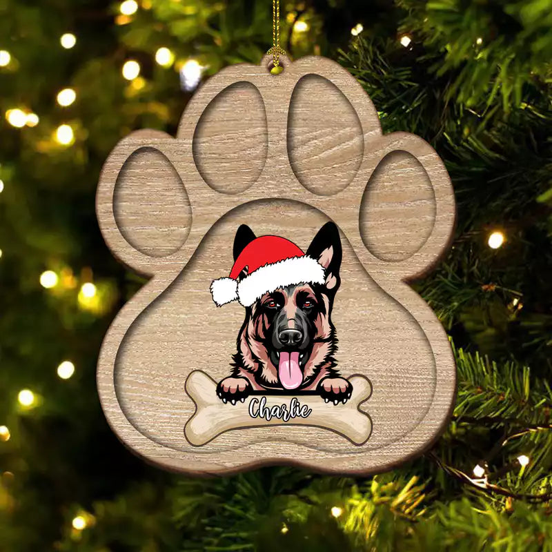 (Ver1) Personalized Dog Paw Ornament Christmas - Personalized Gift for Dog Lovers - Makezbright Gifts