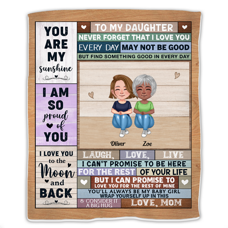 Daughter - I Love You To The Moon And Back - Personalized Blanket (Ver. 3)