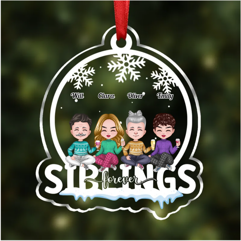 Family - Siblings Forever - Personalized Christmas Transparent Ornament (Ver. 2)