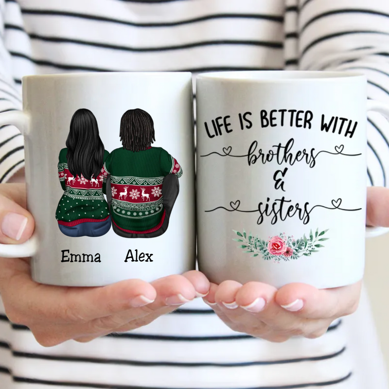 Life Is Better With Brothers & Sisters V1-Personalized Mug - Makezbright Gifts