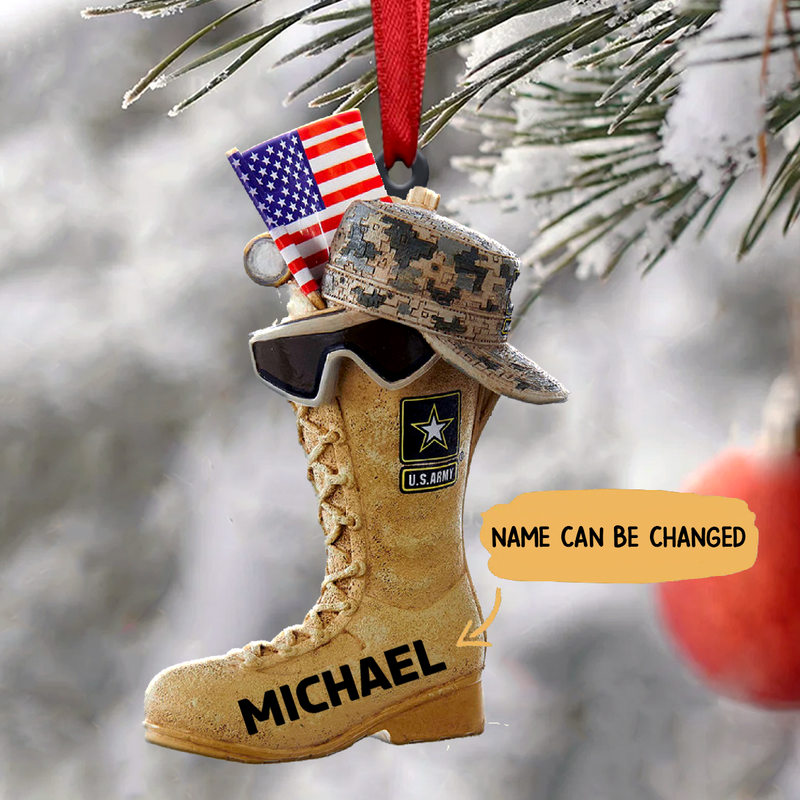 Kurt Adler U.S. Army Boot with U.S.A Flag and Icons Christmas Ornament
