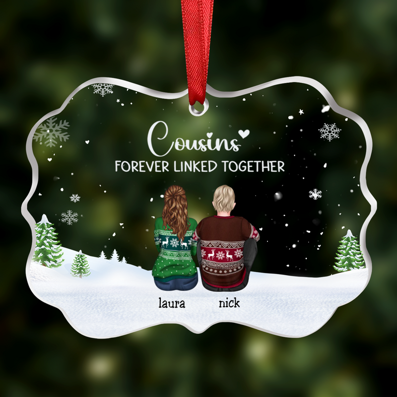 Family - ... Forever Linked Together - Personalized Transparent Ornament