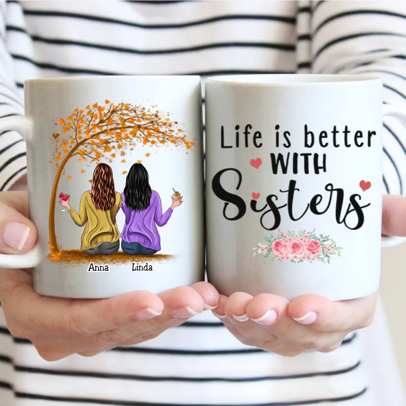 Life Is Better With Sisters, Custom Family Mug, Personalized Sister Gift,  Big Little Sister, Long Distance Sisters, Sisters Birthday Gift -   Portugal