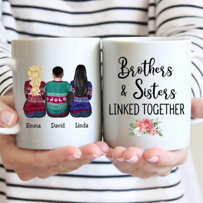 Brothers & Sisters Linked Together - Personalized Mug