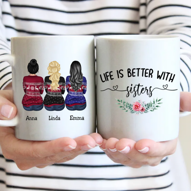 Personalized Mug - Life Is Better With Sisters - Gift For Brothers, Sisters - Makezbright Gifts