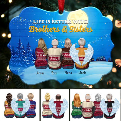 Life Is Better With Brothers & Sisters - Personalized Christmas Ornament - S1L - Makezbright Gifts