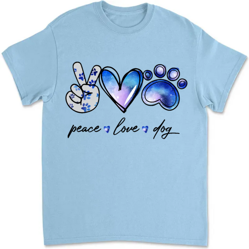 Dog Lovers - Peace Love & Paws - Personalized White Unisex T-Shirt (Ver 2)