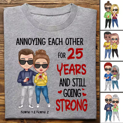 Couple - Annoying Each Other - Personalized T-shirt - Gift For Husband Wife - Cartoon Couple