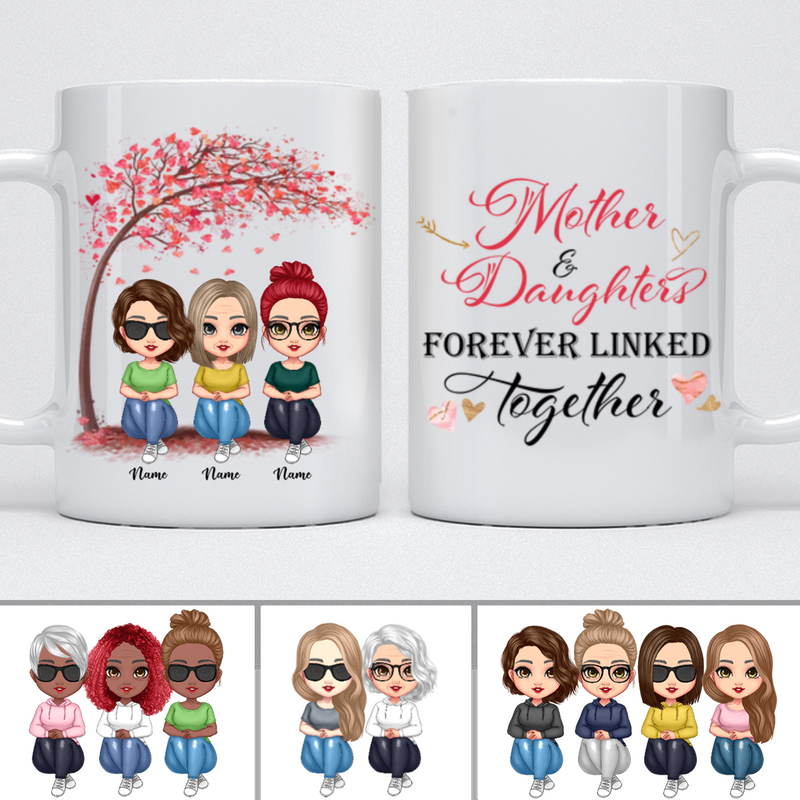 Doll Women Gift For Mother Mom And Daughters Sitting Under Tree - Personalized Mug