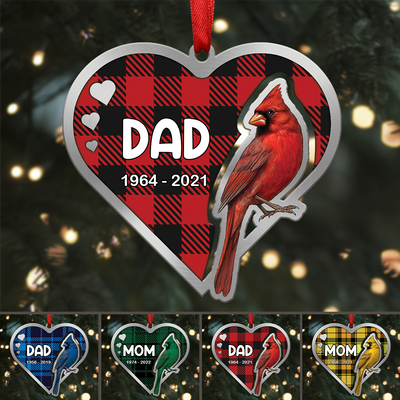 Family - Memorial Cardinal Heart - Personalized Ornament - Makezbright Gifts