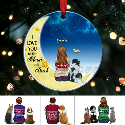 Dog Lovers - I Love You To The Moon & Back - Personalized Ornament - Gift for Dog Mom Dog Dad - Makezbright Gifts