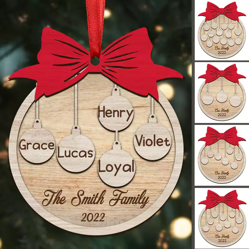 Family - Ball Christmas - Personalized Acrylic Ornament - Gift For Family Members, Grandma, Grandpa, Mom, Dad