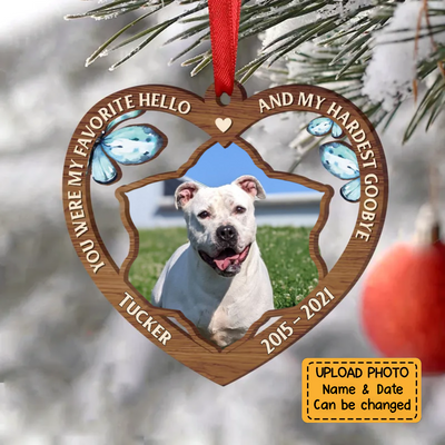 Pet Lovers - My Favorite Hello And My Hardest Goodbye Custom Image - Personalized Acrylic Ornament - Makezbright Gifts