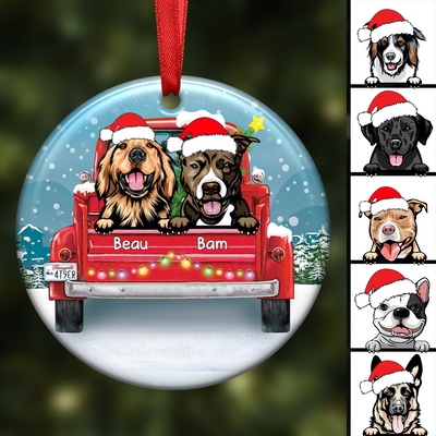 Dog Lovers - Happy Pawliday - Personalized Circle Ornament