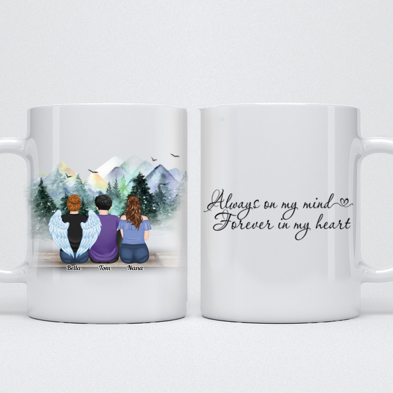 Family - Always On My Mind Forever In My Heart - Personalized Mug (Snow)