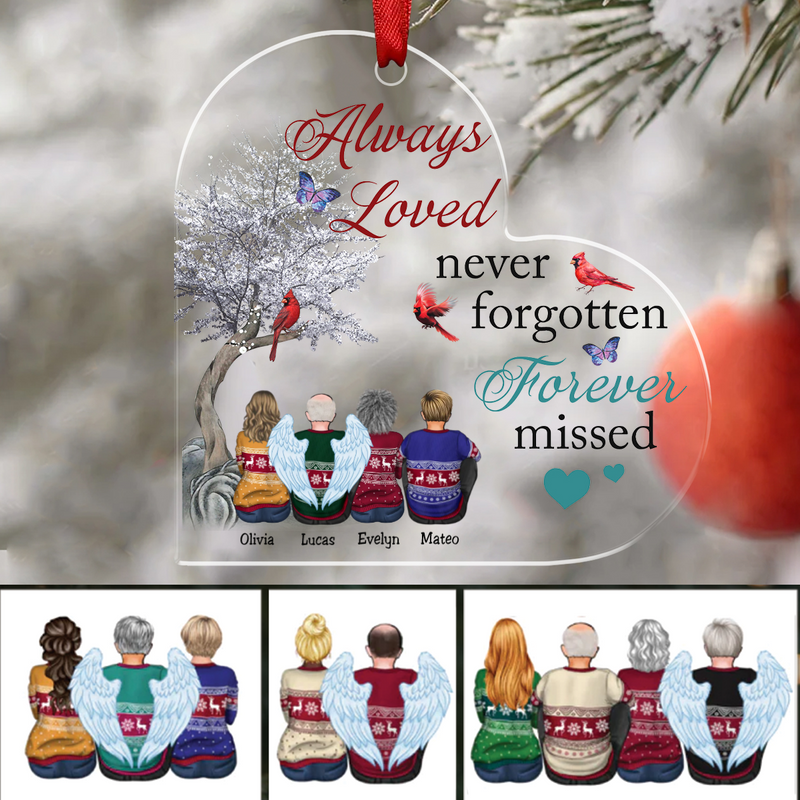 Memorial Family - Always Loved Never Forgotten Forever Missed - Personalized Acrylic Ornament