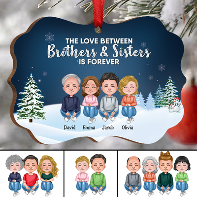 Family - The Love Between Brothers & Sisters Is Forever Chibi Version - Personalized Christmas Ornament - Makezbright Gifts