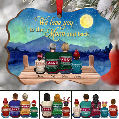 Family - We Love You To The Moon And Back - Personalized Acrylic Ornament - Makezbright Gifts