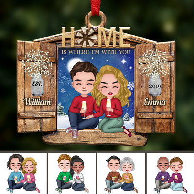 Couple - Home Is Wherever I‘m With You Window Couple - Personalized Acrylic Ornament