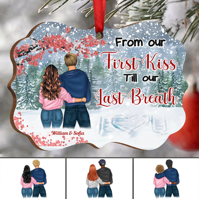 Couple - Our First Kiss Our Last Breath - Personalized Acrylicen Ornament - Makezbright Gifts
