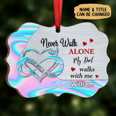 Never Walk Alone My Love Walks With Me - Personalized Acrylic Ornament - Makezbright Gifts