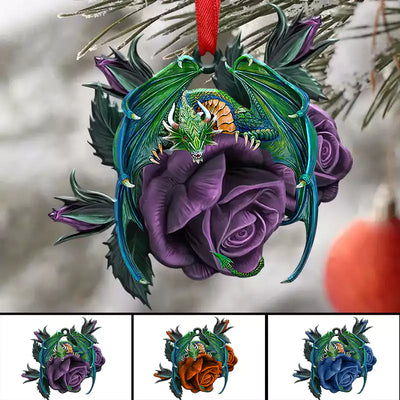Dragon Lover - Dragon In Purple Rose  - Personalized Acrylic Ornament