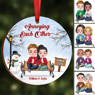 Couple - Annoying Each Other Since - Personalized Circle Acrylic Ornament